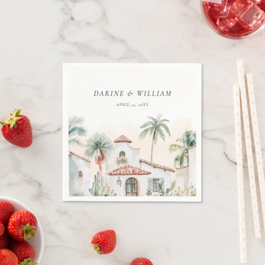 Serviette En Papier Mexique Aquarelle Palm Tree Destination Mariage (En situation)