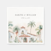 Serviette En Papier Mexique Aquarelle Palm Tree Destination Mariage (Devant)