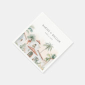 Serviette En Papier Mexique Aquarelle Palm Tree Destination Mariage (Coin)