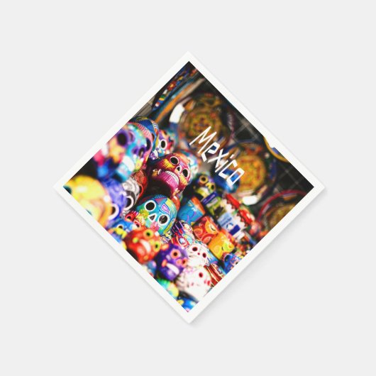 Serviette En Papier Mexique crâne brillant coloré (Coin)
