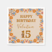 Serviette En Papier Mexique Floral Occident Joyeux Anniversaire Editab (Devant)