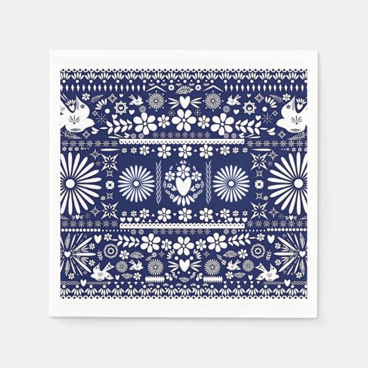 Serviette En Papier Mexique Picado Blue Navy Papier Mariage Mariage (Devant)