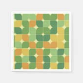Serviette En Papier Mi-siècle abstrait motif vert orange (Devant)