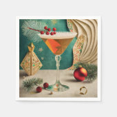 Serviette En Papier Mi-Siècle Cocktail de Noël Fête Happy Hour (Devant)