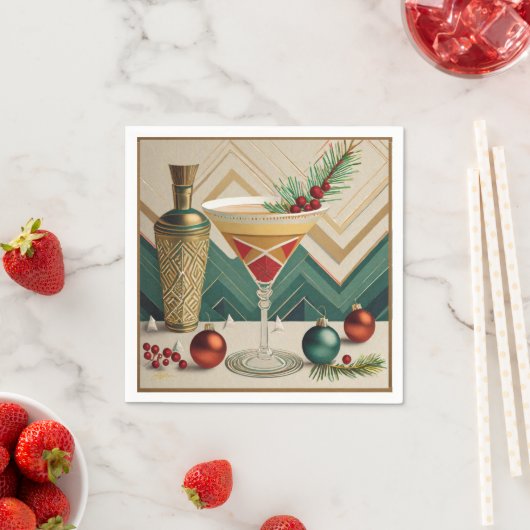 Serviette En Papier Mi-Siècle Cocktail de Noël Fête Happy Hour (En situation)