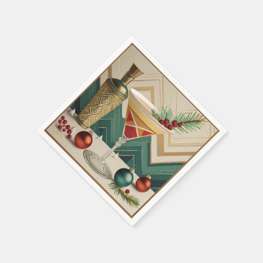 Serviette En Papier Mi-Siècle Cocktail de Noël Fête Happy Hour (Coin)