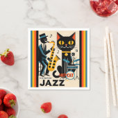 Serviette En Papier Mi siècle Jazz Age HepCat Chat Noir (En situation)
