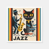 Serviette En Papier Mi siècle Jazz Age HepCat Chat Noir (Devant)