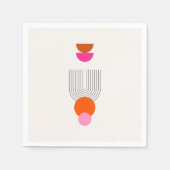 Serviette En Papier Mi-siècle Moderne 03 Arc Abstrait rose orange (Devant)
