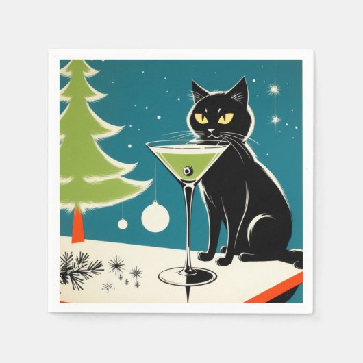 Serviette En Papier Mi-siècle moderne, apéritif de Noël (Devant)