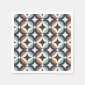 Serviette En Papier Mi-siècle moderne Brown et Motif Turquoise (Devant)