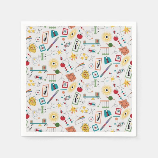 Serviette En Papier Mi-siècle moderne de l'âge atomique STEM Physique (Devant)
