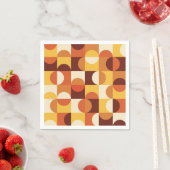 Serviette En Papier Mi-siècle Moderne demi cercles Jaune et Orange (En situation)