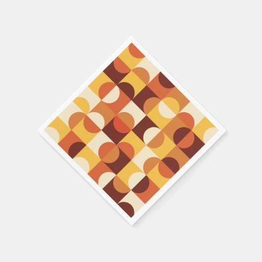 Serviette En Papier Mi-siècle Moderne demi cercles Jaune et Orange (Coin)
