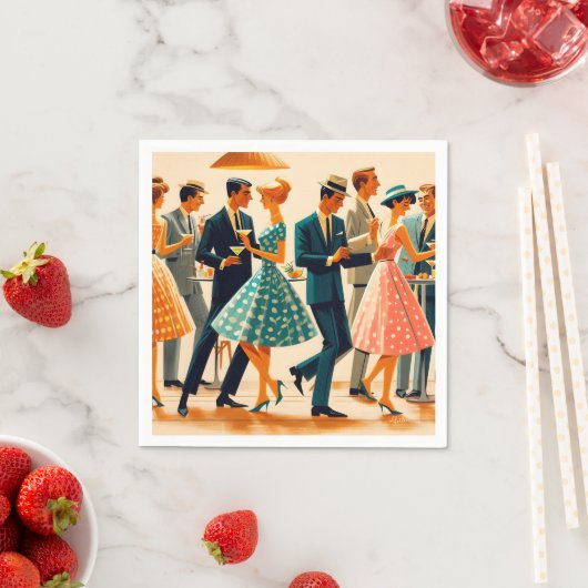Serviette En Papier Mi-siècle Moderne Martinis Danser Cocktail Party (En situation)