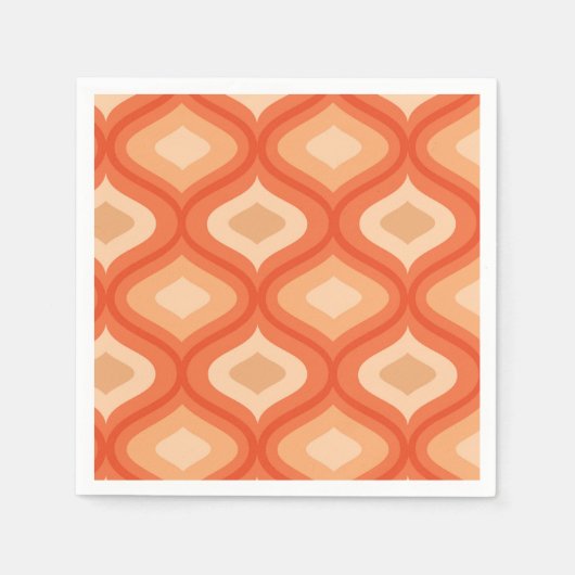 Serviette En Papier Mi-siècle moderne orange et beige (Devant)