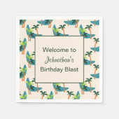 Serviette En Papier Mi-siècle moderne Palm Oasis fête d'anniversaire (Devant)