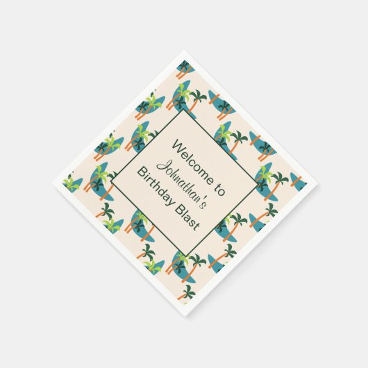 Serviette En Papier Mi-siècle moderne Palm Oasis fête d'anniversaire (Coin)