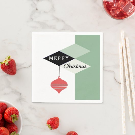 Serviette En Papier Mi-siècle Moderne Rétro Joyeux Noël (En situation)