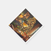 Serviette En Papier Mi-Siècle Noël Joyeux & Cocktail lumineux (Coin)