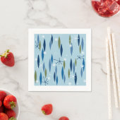 Serviette En Papier Mi-siècle Style moderne Bleu et vert Starburst (En situation)
