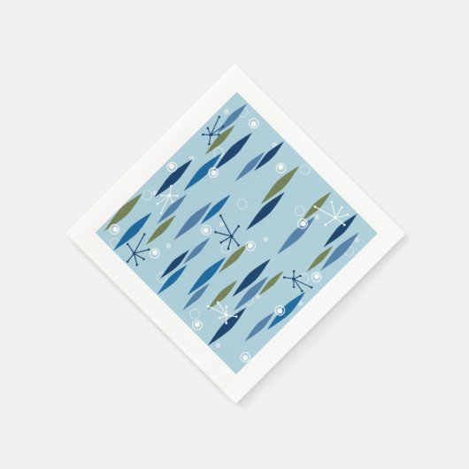 Serviette En Papier Mi-siècle Style moderne Bleu et vert Starburst (Coin)