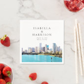 Serviette En Papier MIAMI Florida Destination Voyage Mariage Skyline (En situation)