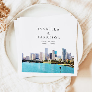 Serviette En Papier MIAMI Florida Destination Voyage Mariage Skyline