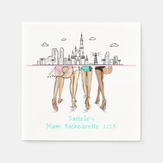 Serviette En Papier Miami Skyline Bachelorette Bikini Custom (Devant)
