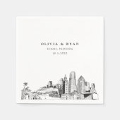 Serviette En Papier Miami Skyline Mariage papier Cocktail Napkin (Devant)