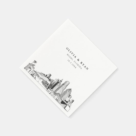 Serviette En Papier Miami Skyline Mariage papier Cocktail Napkin (Coin)