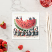 Serviette En Papier Mice On a Juicy Watermelon Wedge (En situation)
