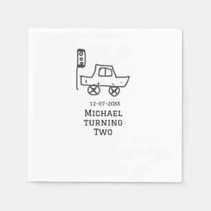 Serviette En Papier Michael fête ses deux ans voiture jouet feu tricol