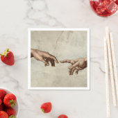 Serviette En Papier Michaelangelo mains création adam dieu (En situation)