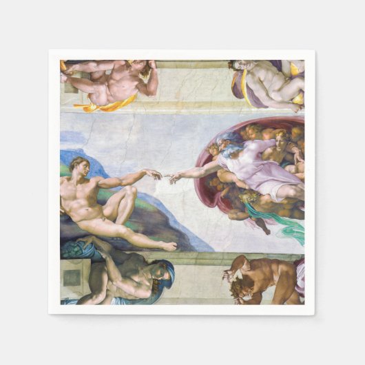 Serviette En Papier Michelangelo - Création d'Adam, Chapelle Sixtine (Devant)