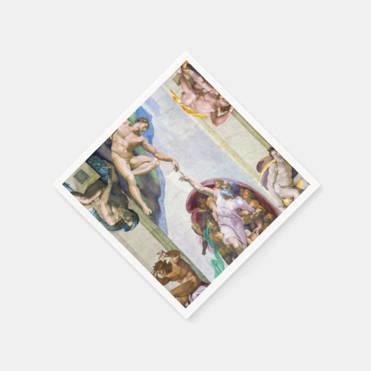 Serviette En Papier Michelangelo - Création d'Adam, Chapelle Sixtine (Coin)