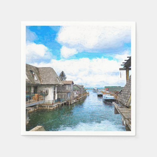 Serviette En Papier Michigan Fish Town Painting (Devant)
