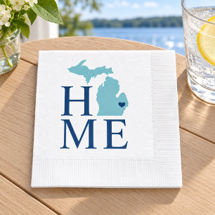 Serviette En Papier Michigan Maison Aqua Bleu Marine Cœur de Ville Per