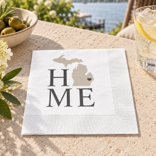 Serviette En Papier Michigan Maison Beige et Gris Cœur de Ville Person