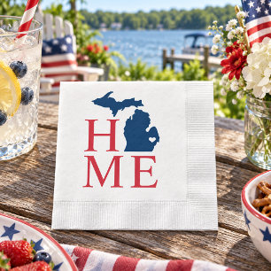 Serviette En Papier Michigan Maison Rouge Blanc Bleu Ville Cœur Person
