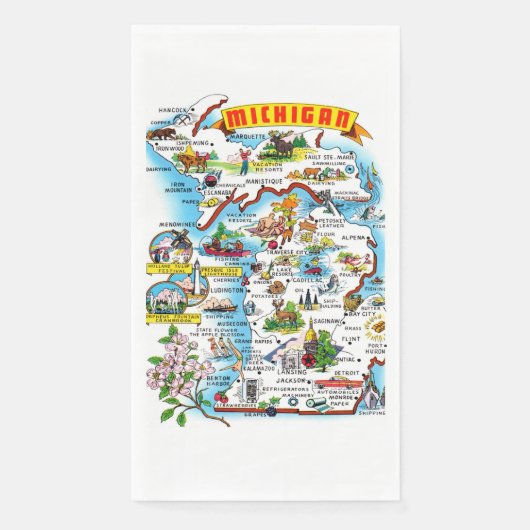 Serviette En Papier Michigan Map (Devant)