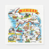 Serviette En Papier Michigan Postcard Map (Devant)
