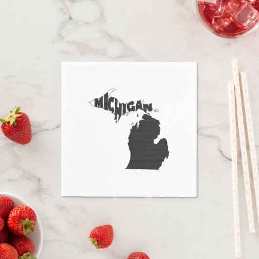 Serviette En Papier Michigan State Name Word Art Black (En situation)