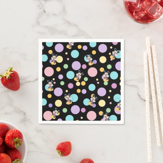 Serviette En Papier Mickey Mouse Polka Dot  black Baby Shower (En situation)