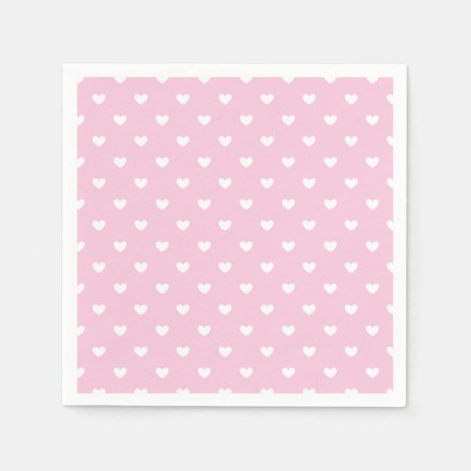 Serviette En Papier Micro cœurs blancs - Rose clair  (Devant)