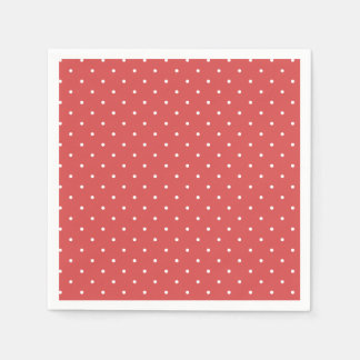 Serviette En Papier Micro pois blanc - Rouge corail