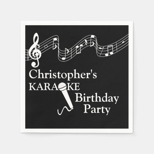Serviette En Papier Microphone à échelle musicale du Karaoke Party (Devant)