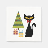 Serviette En Papier Mid Century chat Papier Napkin (Devant)