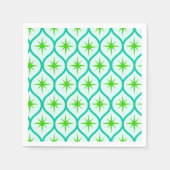 Serviette En Papier Mid-Century Green Starbursauts sur Motif Ovals (Devant)