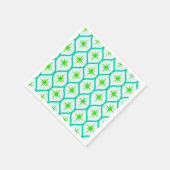 Serviette En Papier Mid-Century Green Starbursauts sur Motif Ovals (Coin)